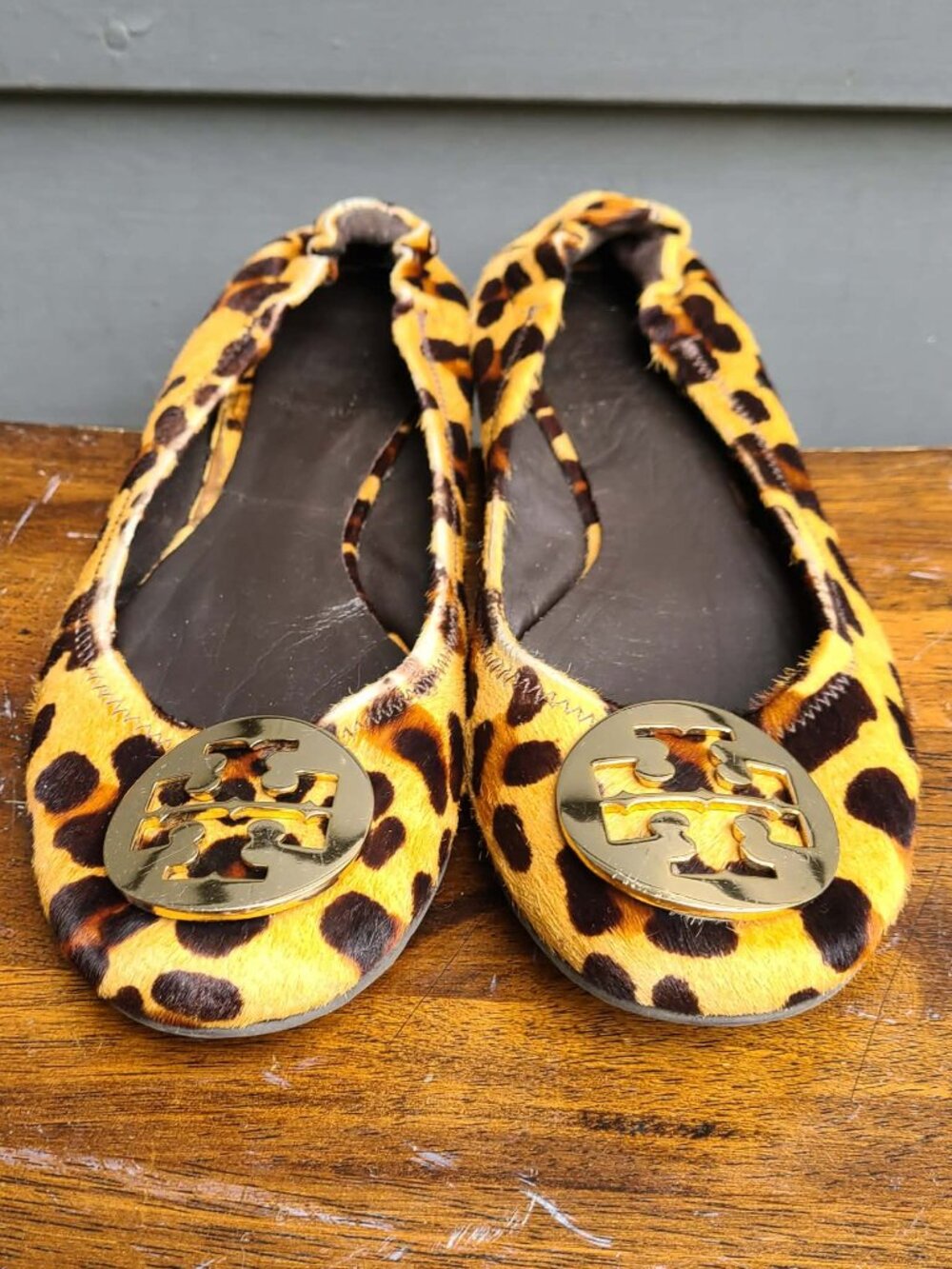 Tory Burch Reva Cheetah Calf Hair Ballet Flats size 8